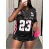 imageMakeMeChic Womens Jersey Shirts Number Graphic Oversized Y2K Tee TopsPlus Black