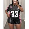 imageMakeMeChic Womens Jersey Shirts Number Graphic Oversized Y2K Tee TopsPlus Black