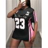 imageMakeMeChic Womens Jersey Shirts Number Graphic Oversized Y2K Tee TopsPlus Black