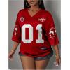 imageMakeMeChic Womens Jersey Shirts Number Graphic Oversized Y2K Tee TopsPlus Red