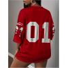 imageMakeMeChic Womens Jersey Shirts Number Graphic Oversized Y2K Tee TopsPlus Red