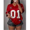 imageMakeMeChic Womens Jersey Shirts Number Graphic Oversized Y2K Tee TopsPlus Red