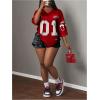 imageMakeMeChic Womens Jersey Shirts Number Graphic Oversized Y2K Tee TopsPlus Red