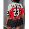 imageMakeMeChic Womens Jersey Shirts Number Graphic Oversized Y2K Tee TopsRed White