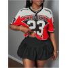 imageMakeMeChic Womens Jersey Shirts Number Graphic Oversized Y2K Tee TopsRed White