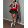 imageMakeMeChic Womens Jersey Shirts Number Graphic Oversized Y2K Tee TopsRed White