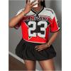 imageMakeMeChic Womens Jersey Shirts Number Graphic Oversized Y2K Tee TopsRed White