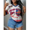 imageMakeMeChic Womens Jersey Shirts Number Graphic Oversized Y2K Tee TopsWhite Blue