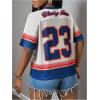 imageMakeMeChic Womens Jersey Shirts Number Graphic Oversized Y2K Tee TopsWhite Blue