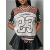 imageMakeMeChic Womens Jersey Shirts Number Graphic Oversized Y2K Tee TopsWhite Brown