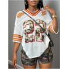 imageMakeMeChic Womens Jersey Shirts Number Graphic Oversized Y2K Tee TopsWhite Orange