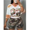 imageMakeMeChic Womens Jersey Shirts Number Graphic Oversized Y2K Tee TopsWhite Orange