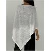 imageMakeMeChic Womens Knit Ponchos Shrug Shawl Wraps Sheer Poncho Sweater Asymmetrical TopsBeige