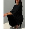 imageMakeMeChic Womens Knit Ponchos Shrug Shawl Wraps Sheer Poncho Sweater Asymmetrical TopsBlack