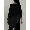 imageMakeMeChic Womens Knit Ponchos Shrug Shawl Wraps Sheer Poncho Sweater Asymmetrical TopsBlack