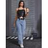 imageMakeMeChic Womens Lace Up Fringe PU Leather Corset Top Tie Back Cropped Halter Cami Festival Rave TopBlack