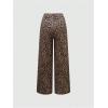 imageMakeMeChic Womens Leopard Print Pants Elastic Waist Wide Leg Straight Loose Long Trousers with PocketMulticolor