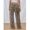 imageMakeMeChic Womens Leopard Print Wide Leg Pants Elastic Waist Button Front Y2K TrousersBrown