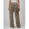 imageMakeMeChic Womens Leopard Print Wide Leg Pants Elastic Waist Button Front Y2K TrousersBrown