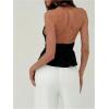 imageMakeMeChic Womens Metal Halter Tops Open Back Ruffle Hem Sleeveless Tank ClubwearBlack