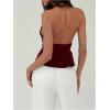 imageMakeMeChic Womens Metal Halter Tops Open Back Ruffle Hem Sleeveless Tank ClubwearBurgundy