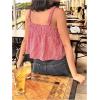 imageMakeMeChic Womens Plaid Gingham Bow Camisole Top Sleeveless Ruffle Smocked Going Out Crop TopsRed