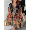 imageMakeMeChic Womens Plus Size Boho Dress Half Sleeve Flowy Sundress V Neck Summer Short DressesMulticolor