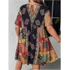 imageMakeMeChic Womens Plus Size Boho Dress Half Sleeve Flowy Sundress V Neck Summer Short DressesMulticolor