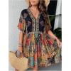 imageMakeMeChic Womens Plus Size Boho Dress Half Sleeve Flowy Sundress V Neck Summer Short DressesMulticolor