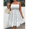 imageMakeMeChic Womens Plus Size Dress Floral Print Shirred Ruffle A Line Summer Cami DressesWhite