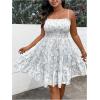 imageMakeMeChic Womens Plus Size Dress Floral Print Shirred Ruffle A Line Summer Cami DressesWhite