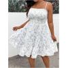 imageMakeMeChic Womens Plus Size Dress Floral Print Shirred Ruffle A Line Summer Cami DressesWhite
