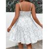 imageMakeMeChic Womens Plus Size Dress Floral Print Shirred Ruffle A Line Summer Cami DressesWhite
