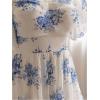 imageMakeMeChic Womens Plus Size Dress Floral Square Neck Short Sleeve A Line Shirred Boho Maxi DressesBlue and White