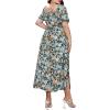 imageMakeMeChic Womens Plus Size Floral Print Puff Sleeve Square Neck Tie Front High Waist A Line Split Long DressMulticolor