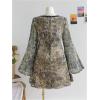 imageMakeMeChic Womens Plus Size Lace Leopard Print Dress Bell Sleeve Bow Front Dress Mini Party DressesFloral Multi