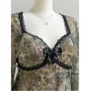 imageMakeMeChic Womens Plus Size Lace Leopard Print Dress Bell Sleeve Bow Front Dress Mini Party DressesFloral Multi