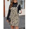 imageMakeMeChic Womens Plus Size Leopard Print Pinafore Overall Dress Adjustable Strap Suspender SkirtApricot