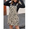 imageMakeMeChic Womens Plus Size Leopard Print Pinafore Overall Dress Adjustable Strap Suspender SkirtApricot