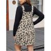 imageMakeMeChic Womens Plus Size Leopard Print Pinafore Overall Dress Adjustable Strap Suspender SkirtApricot