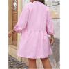 imageMakeMeChic Womens Plus Size Plaid Mini Dress Notched Lantern Sleeve Ruffle Button Smock DressesMulticolor