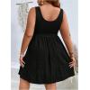 imageMakeMeChic Womens Plus Size Square Neck Tank Dresses Sleeveless Belted A Line Short DressBlack
