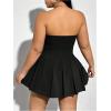 imageMakeMeChic Womens Plus Size Strapless Pleated Dress High Waist Y2K Club Mini DressBlack