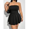 imageMakeMeChic Womens Plus Size Strapless Pleated Dress High Waist Y2K Club Mini DressBlack