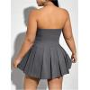 imageMakeMeChic Womens Plus Size Strapless Pleated Dress High Waist Y2K Club Mini DressDark Grey