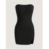 imageMakeMeChic Womens Plus Size Strapless Tube Dress Backless Split Bodycon Party Mini DressesBlack