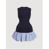 imageMakeMeChic Womens Plus Size Striped Bubble Dress Sleeveless Ruffled Bodycon Tank Mini DressesBlue