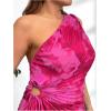 imageMakeMeChic Womens Plus Size Tie Dye One Shoulder Dress Cut Out Pleated Sleeveless Summer DressesHot Pink