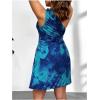 imageMakeMeChic Womens Plus Size Tie Dye One Shoulder Dress Cut Out Pleated Sleeveless Summer DressesMulticolor