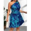 imageMakeMeChic Womens Plus Size Tie Dye One Shoulder Dress Cut Out Pleated Sleeveless Summer DressesMulticolor